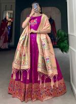 Jacquard Silk Purple Festival Wear Weaving  Readymade Gown With Dupatta